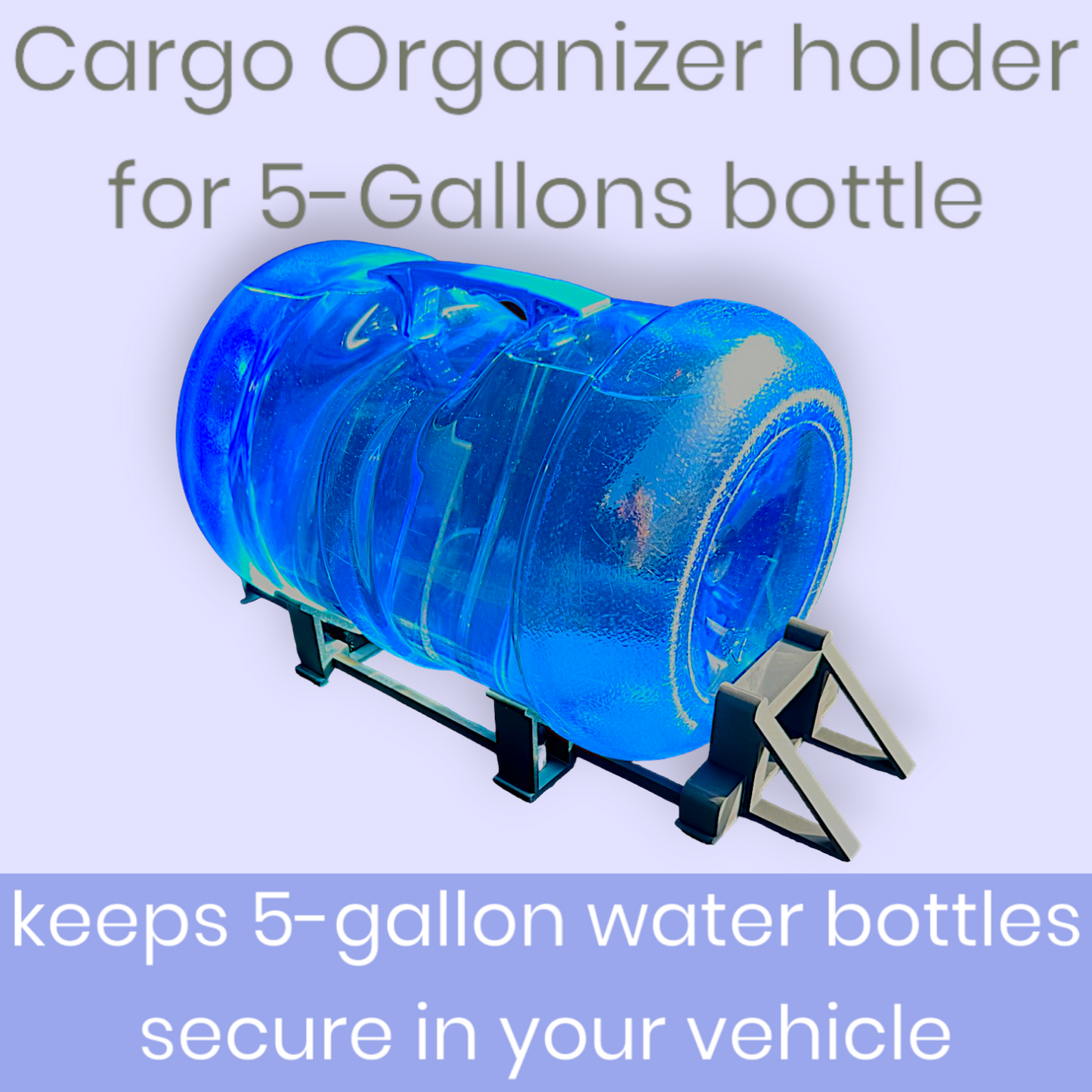 Cargo Organizer Holder for 5-Gallon Bottles – Car Trunk Storage Solution for Wool Carpeted Surfaces (SUV/Truck/Van)
