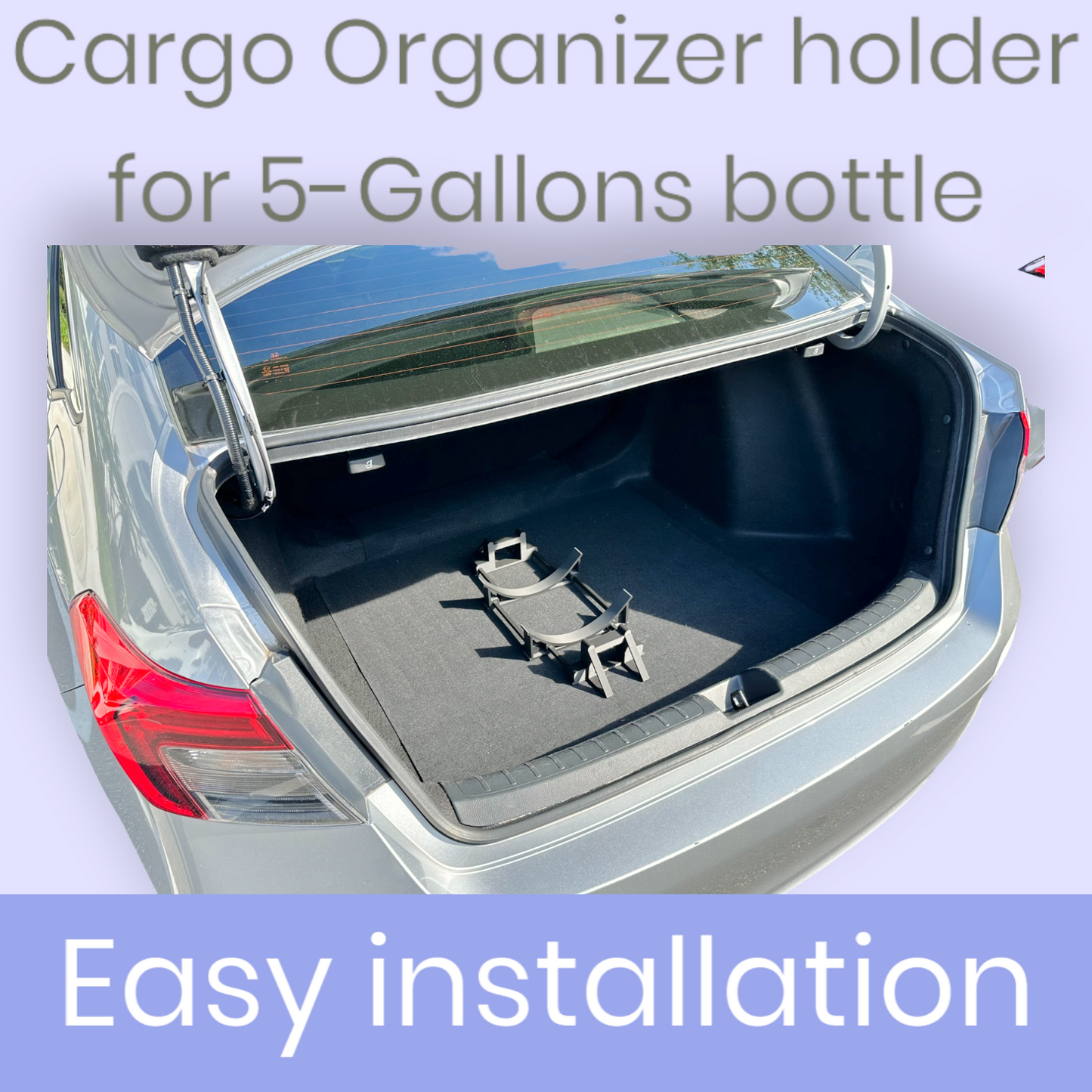 Cargo Organizer Holder for 5-Gallon Bottles – Car Trunk Storage Solution for Wool Carpeted Surfaces (SUV/Truck/Van)