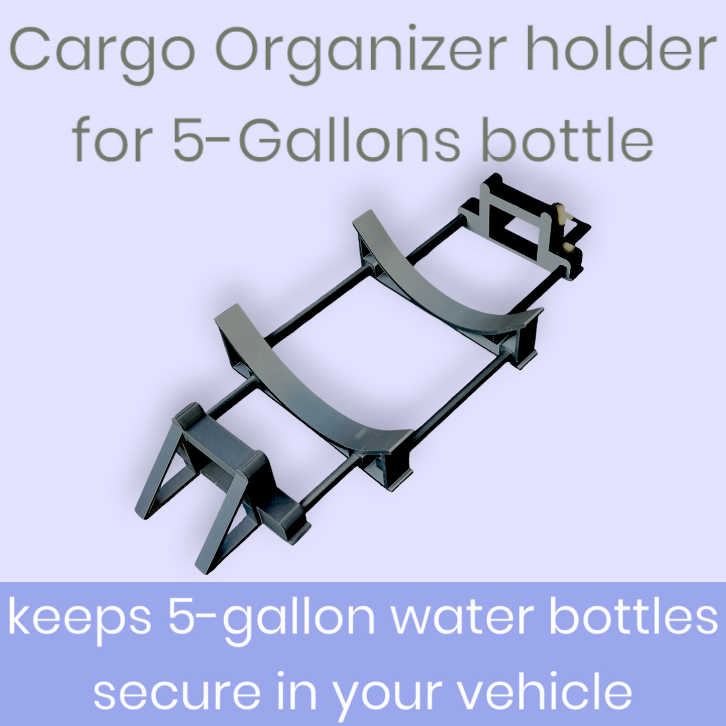 Cargo Organizer Holder for 5-Gallon Bottles – Car Trunk Storage Solution for Wool Carpeted Surfaces (SUV/Truck/Van)