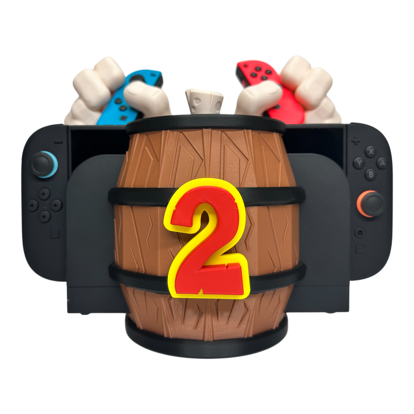 Barrel Grip Stand for Nintendo Switch 1 & Nintendo Switch 2 – Kong Game Holder with Cartridge Storage – Console Display Stand for Switch Accessories