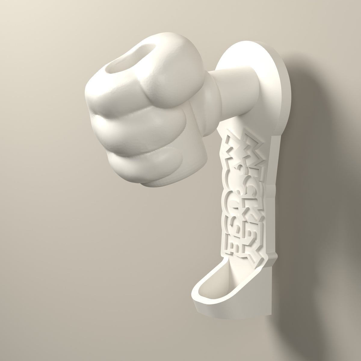 Mickey Glove Toothbrush Holder – 3D Printed Wall-Mount Bathroom Decor – 3D render, angle view
