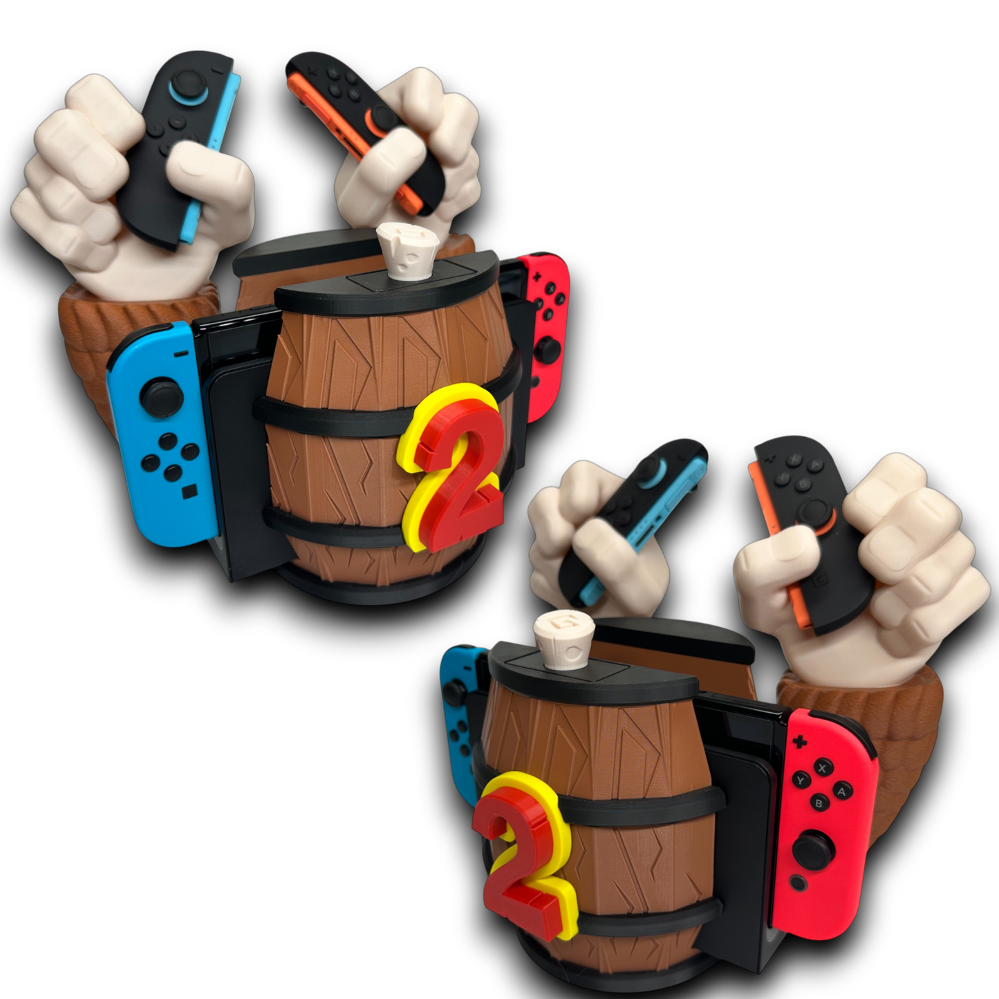 Barrel Grip Stand for Nintendo Switch 1 & Nintendo Switch 2 – Kong Game Holder with Cartridge Storage – Console Display Stand for Switch Accessories