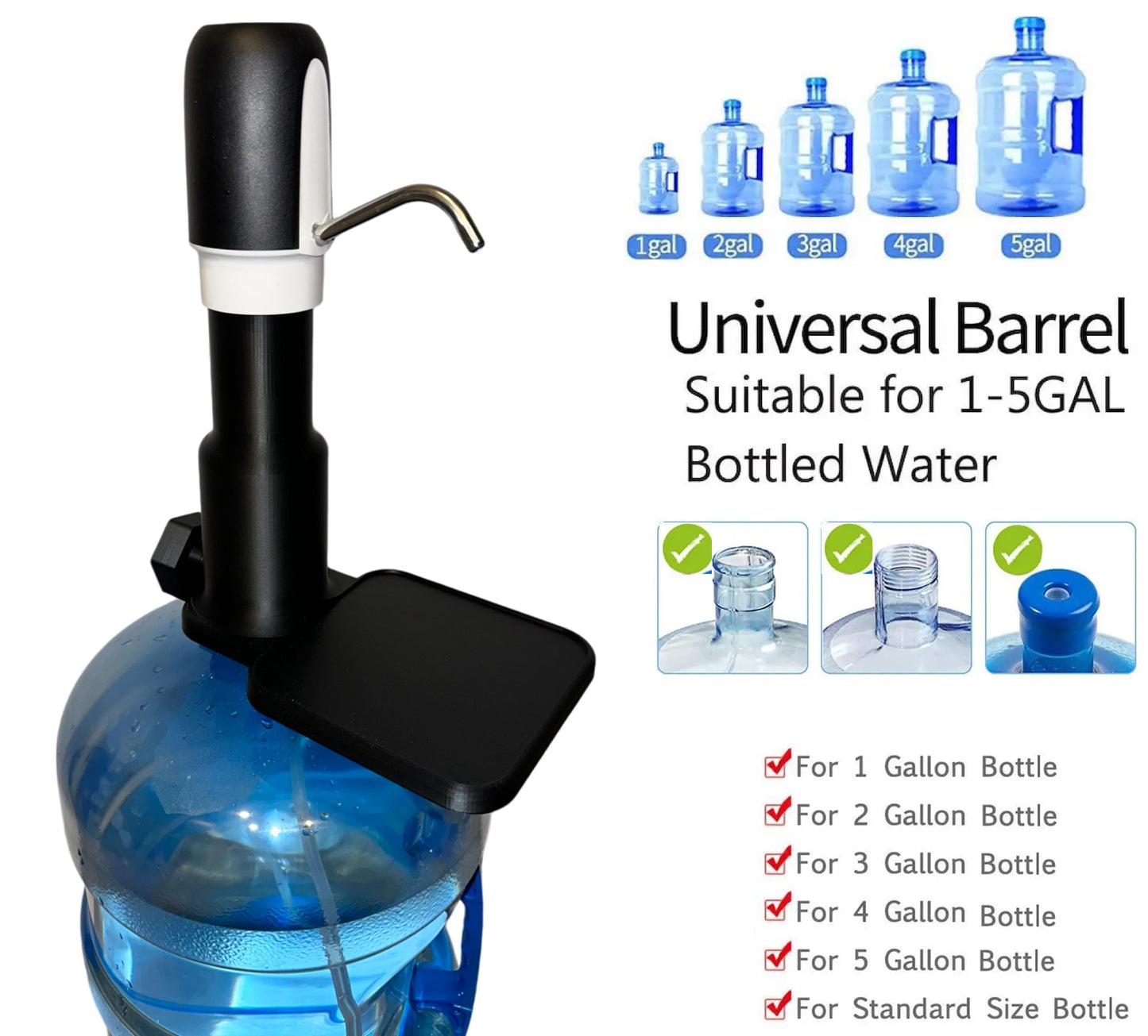 5 Gallon Water Bottle Dispenser + Water Jug Stand, Water Bottle Pump Universal