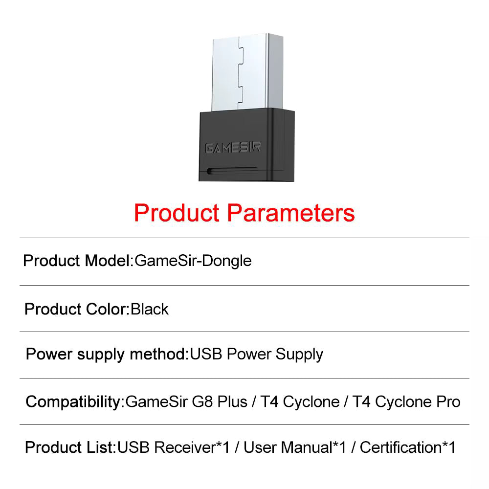 Gamesir 2.4G Wireless Dongle Receiver Gamepad Adapter Accessories for G8 Plus/T4 Cyclone Pro/T4 Cyclone 2.4GHz