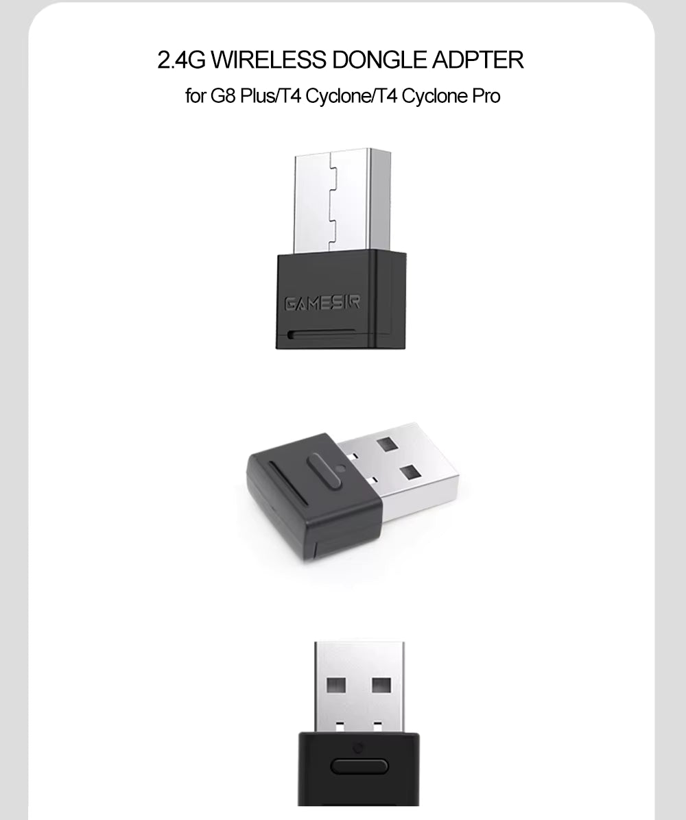 Gamesir 2.4G Wireless Dongle Receiver Gamepad Adapter Accessories for G8 Plus/T4 Cyclone Pro/T4 Cyclone 2.4GHz