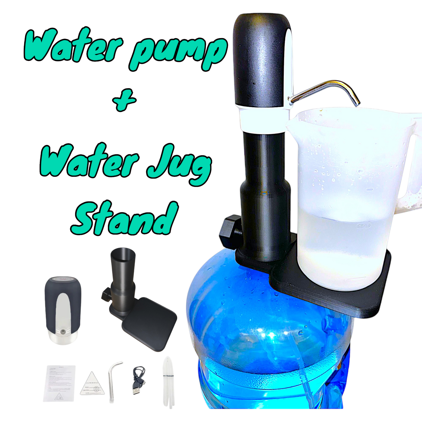 5 Gallon Water Bottle Dispenser + Water Jug Stand, Water Bottle Pump Universal