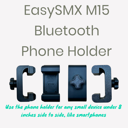 EasySMX M15 Bluetooth handheld controller with expansion kit already installed, showing full extension range from 4 to 13.4 inches for tablets in landscape mode.