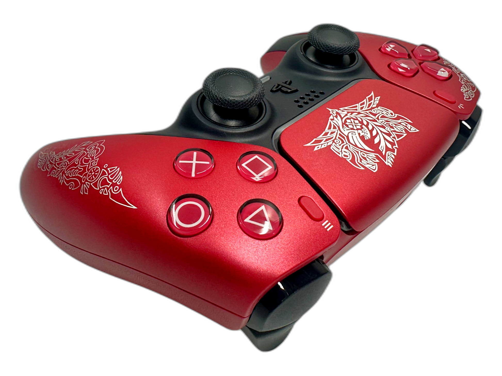Monster Hunter Wilds PS5 DualSense Controller - side angle detail, custom-modded PS5 controller