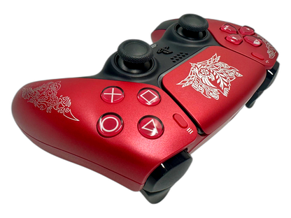 Monster Hunter Wilds PS5 DualSense Controller - side angle detail, custom-modded PS5 controller
