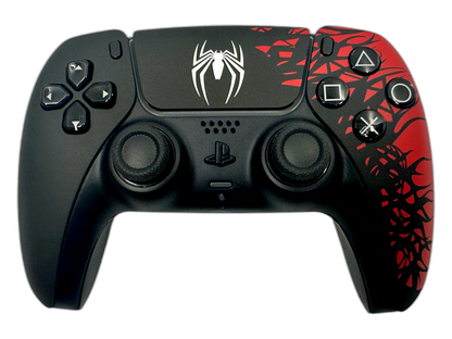 Spider-Man PS5 DualSense Controller - main view, custom-modded PS5 controller handcrafted in USA