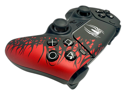 Spider-Man PS5 DualSense Controller - side angle detail, custom-modded PS5 controller