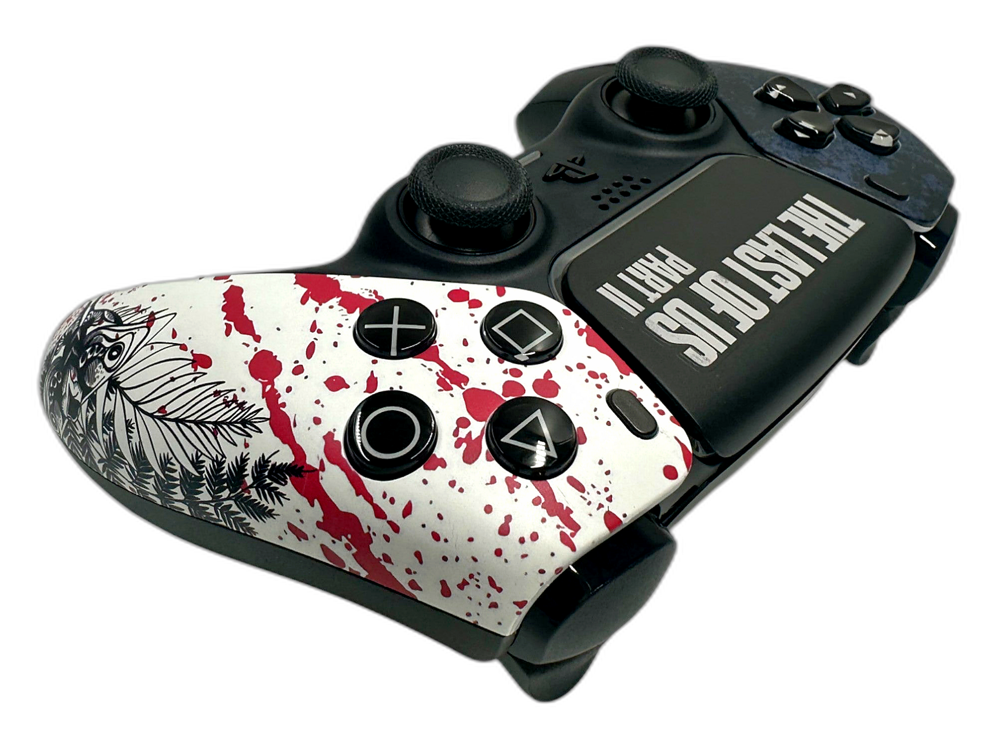The Last of Us Part II PS5 DualSense Controller - side angle detail, custom-modded PS5 controller