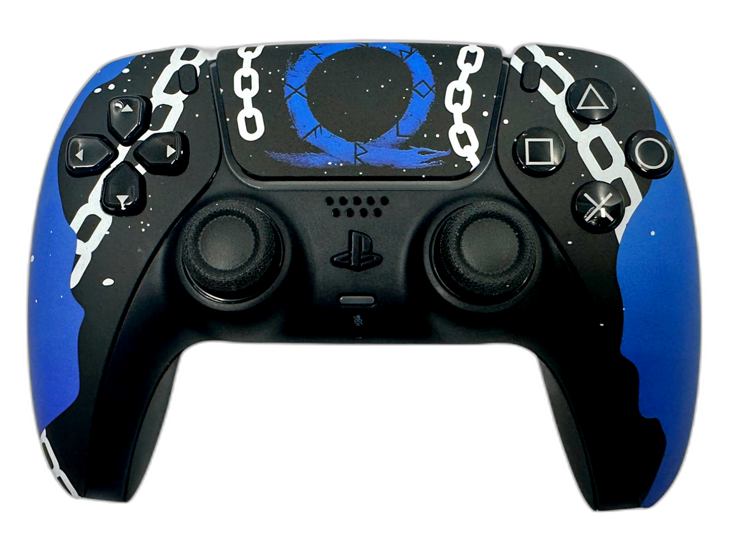 God of War Ragnarök Blades of Chaos - main view, custom-modded PS5 controller handcrafted in USA