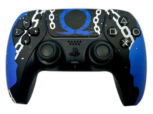 God of War Ragnarök Blades of Chaos - main view, custom-modded PS5 controller handcrafted in USA