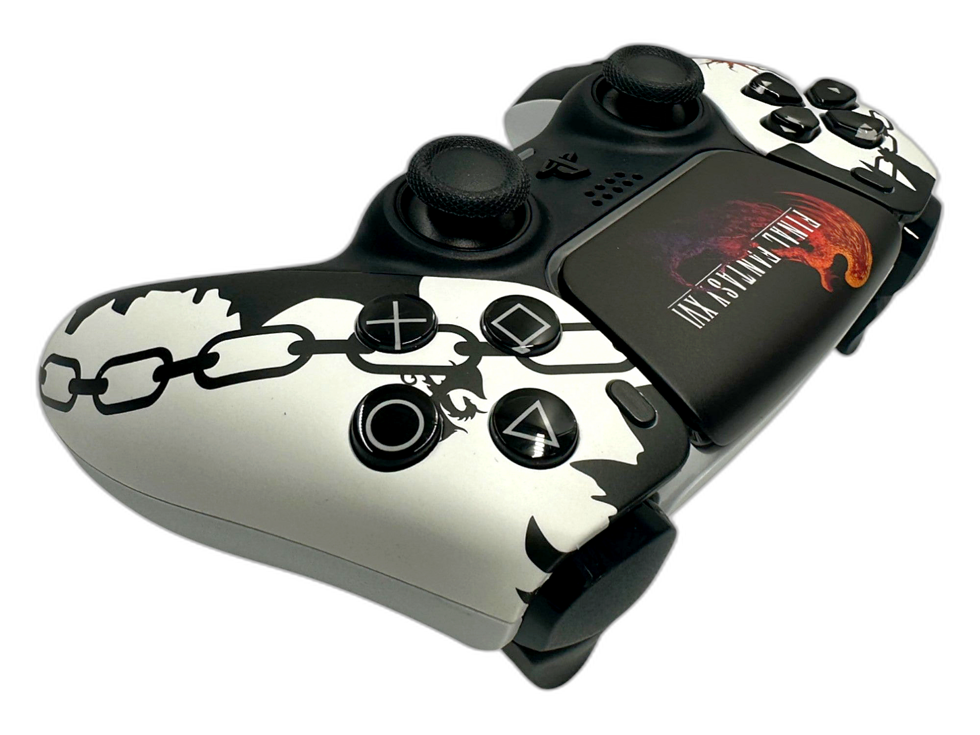 Final Fantasy XVI PS5 DualSense Controller - side angle detail, custom-modded PS5 controller