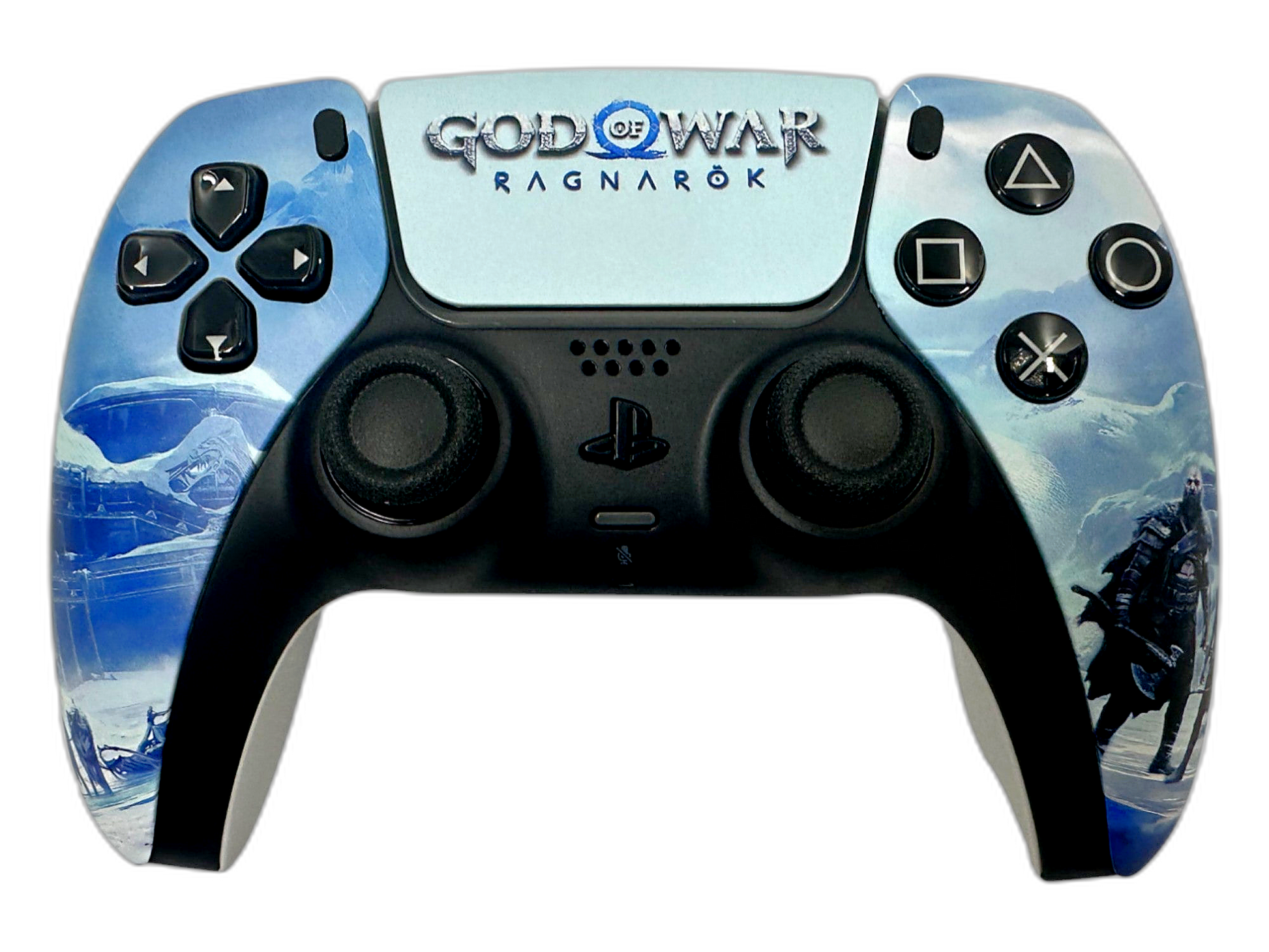 God of War Ragnarök Key Art Edition - main view, custom-modded PS5 controller handcrafted in USA