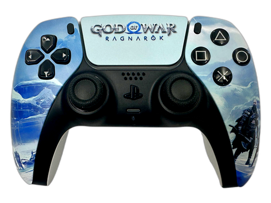 God of War Ragnarök Key Art Edition - main view, custom-modded PS5 controller handcrafted in USA