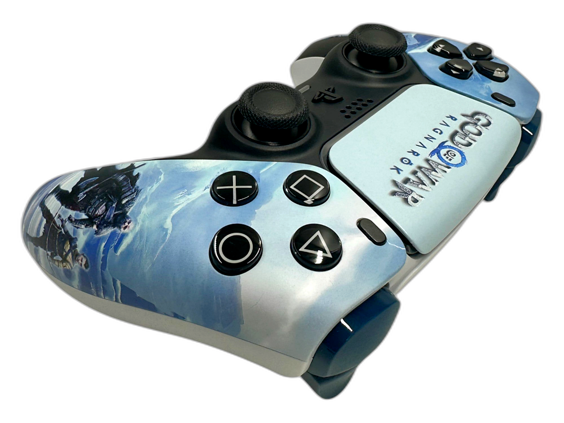 God of War Ragnarök Key Art Edition - side angle detail, custom-modded PS5 controller