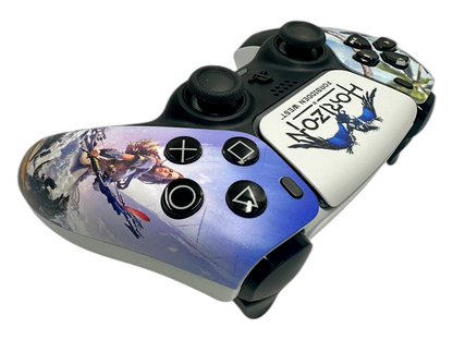Horizon Forbidden West PS5 DualSense Controller - side angle detail, custom-modded PS5 controller