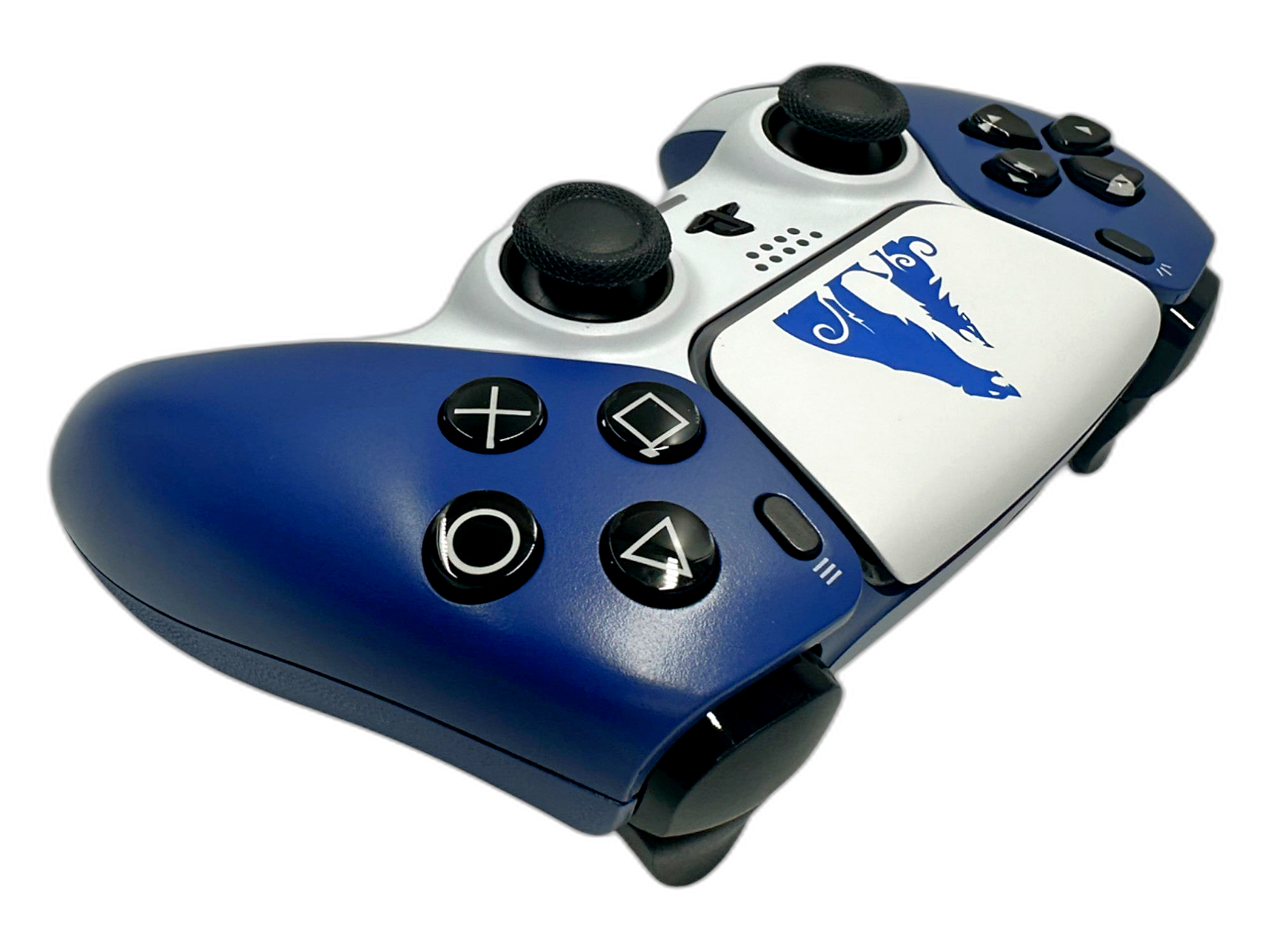 God of War Ragnarök Sköll & Hati Wolves - side angle detail, custom-modded PS5 controller