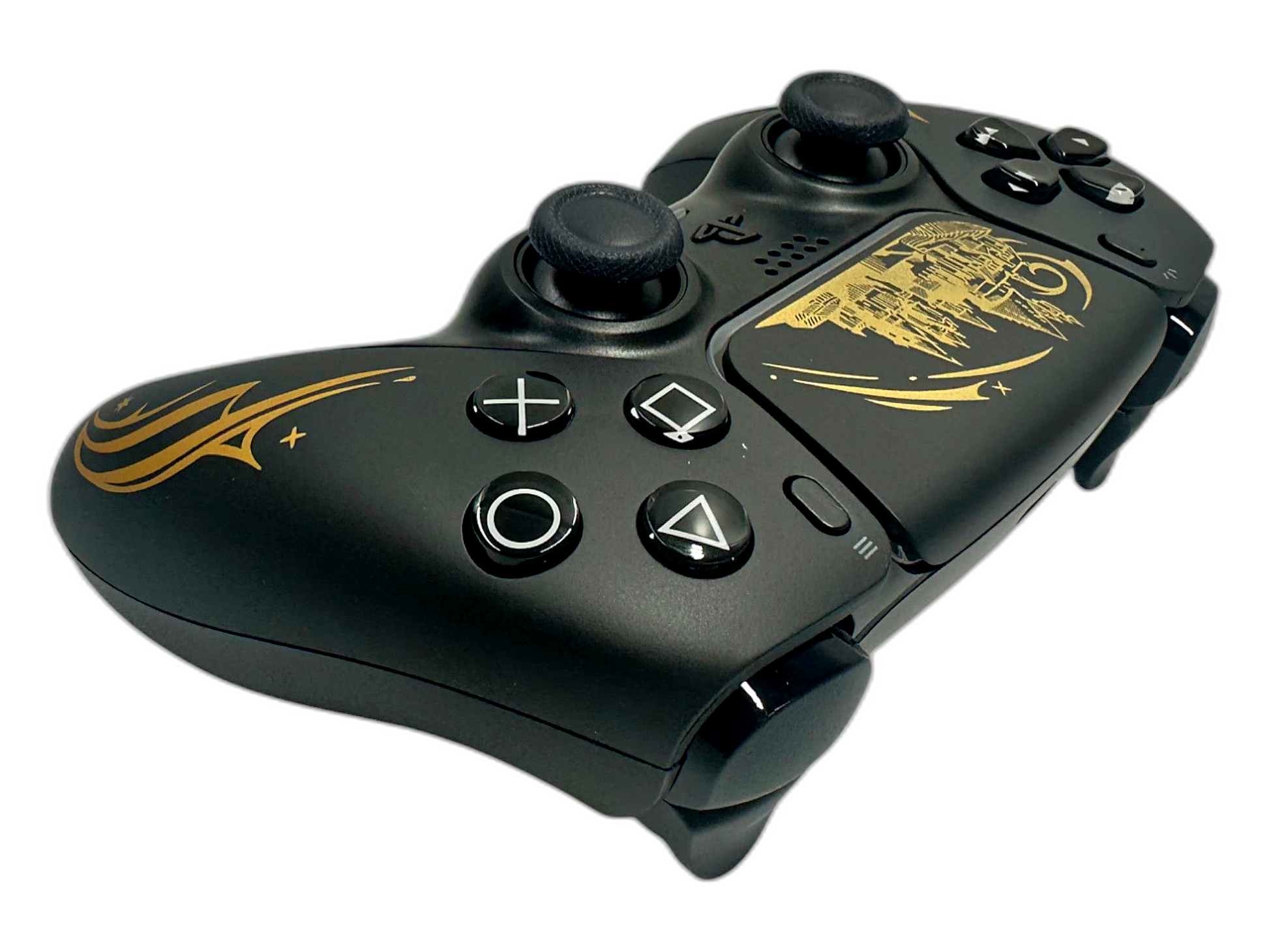 Harry Potter PS5 DualSense Controller - side angle detail, custom-modded PS5 controller
