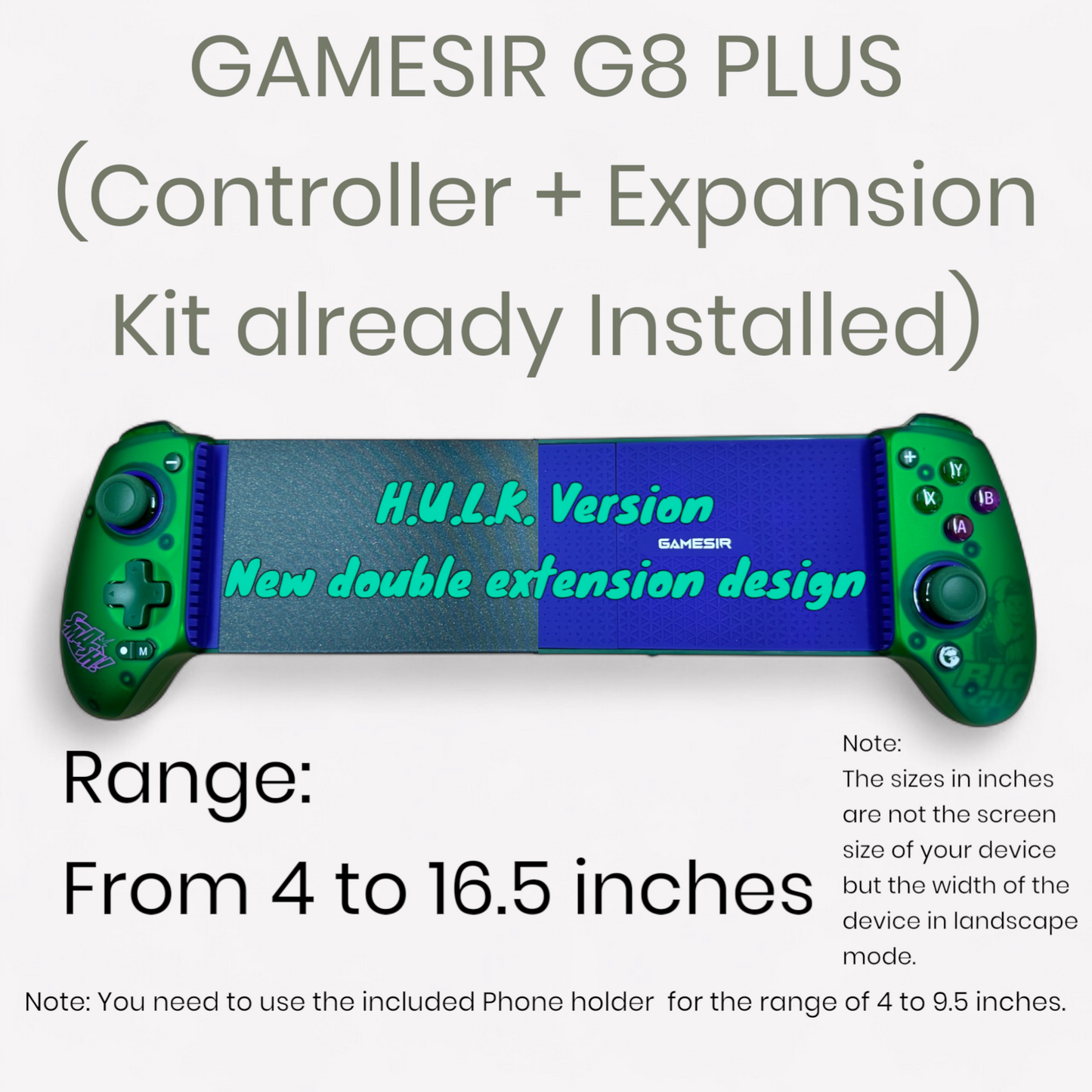 Gamesir G8 Plus – Hulk Edition with Expansion Kit for Tablets (ROG Z13, iPad Pro)
