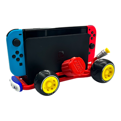 Racing Kart Stand for Nintendo Switch 1 & Nintendo Switch 2 – Console Holder with Game Storage – Gaming Display Stand for Switch Accessories - Red &amp; Green