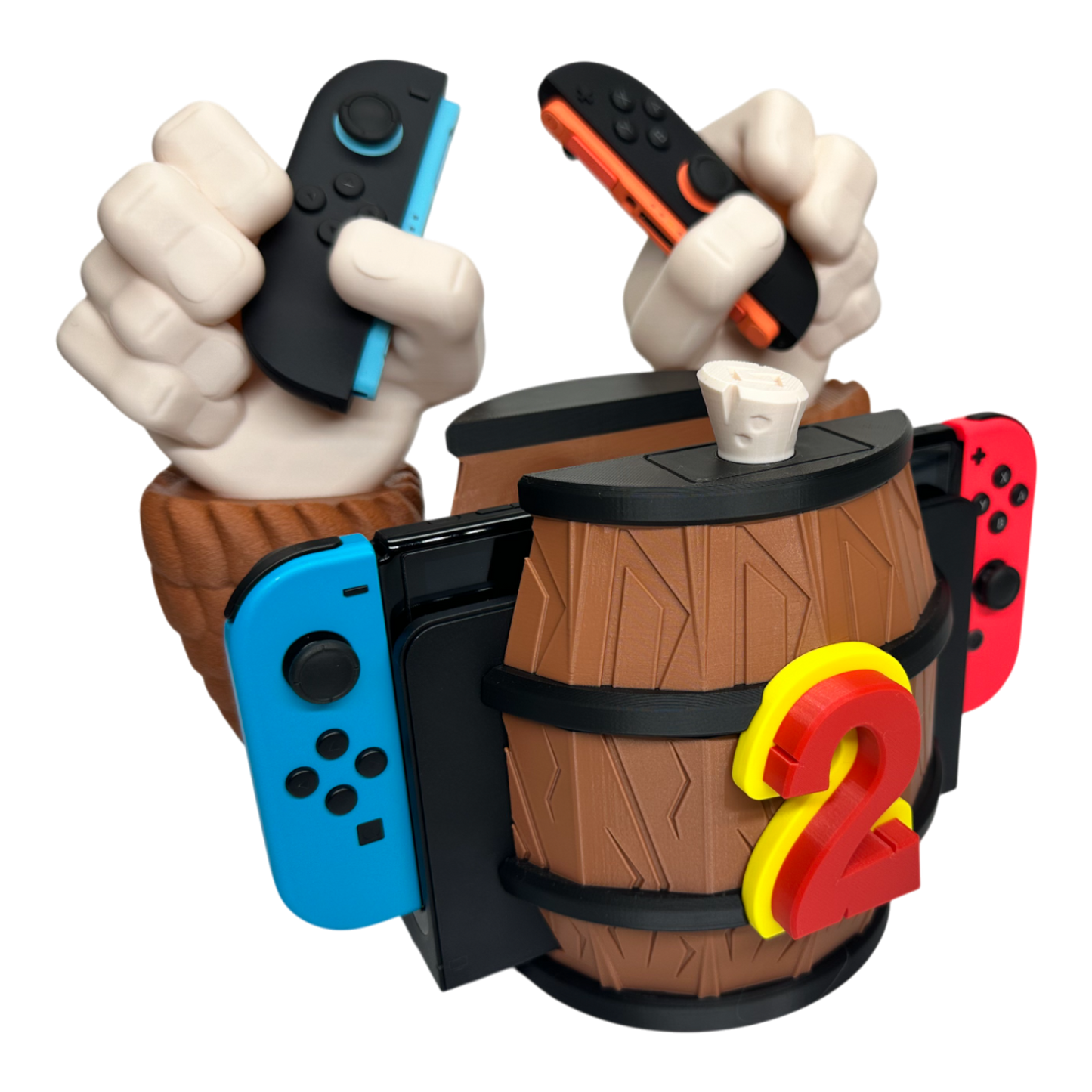 Barrel Grip Stand for Nintendo Switch 1 & Nintendo Switch 2 – Kong Game Holder with Cartridge Storage – Console Display Stand for Switch Accessories