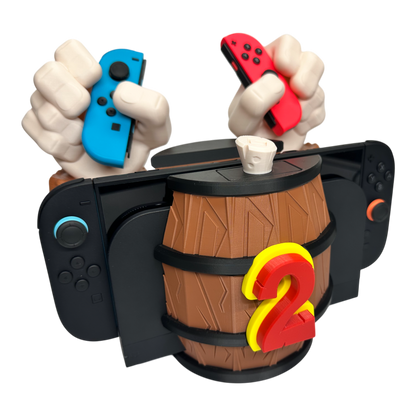Barrel Grip Stand for Nintendo Switch 1 & Nintendo Switch 2 – Kong Game Holder with Cartridge Storage – Console Display Stand for Switch Accessories