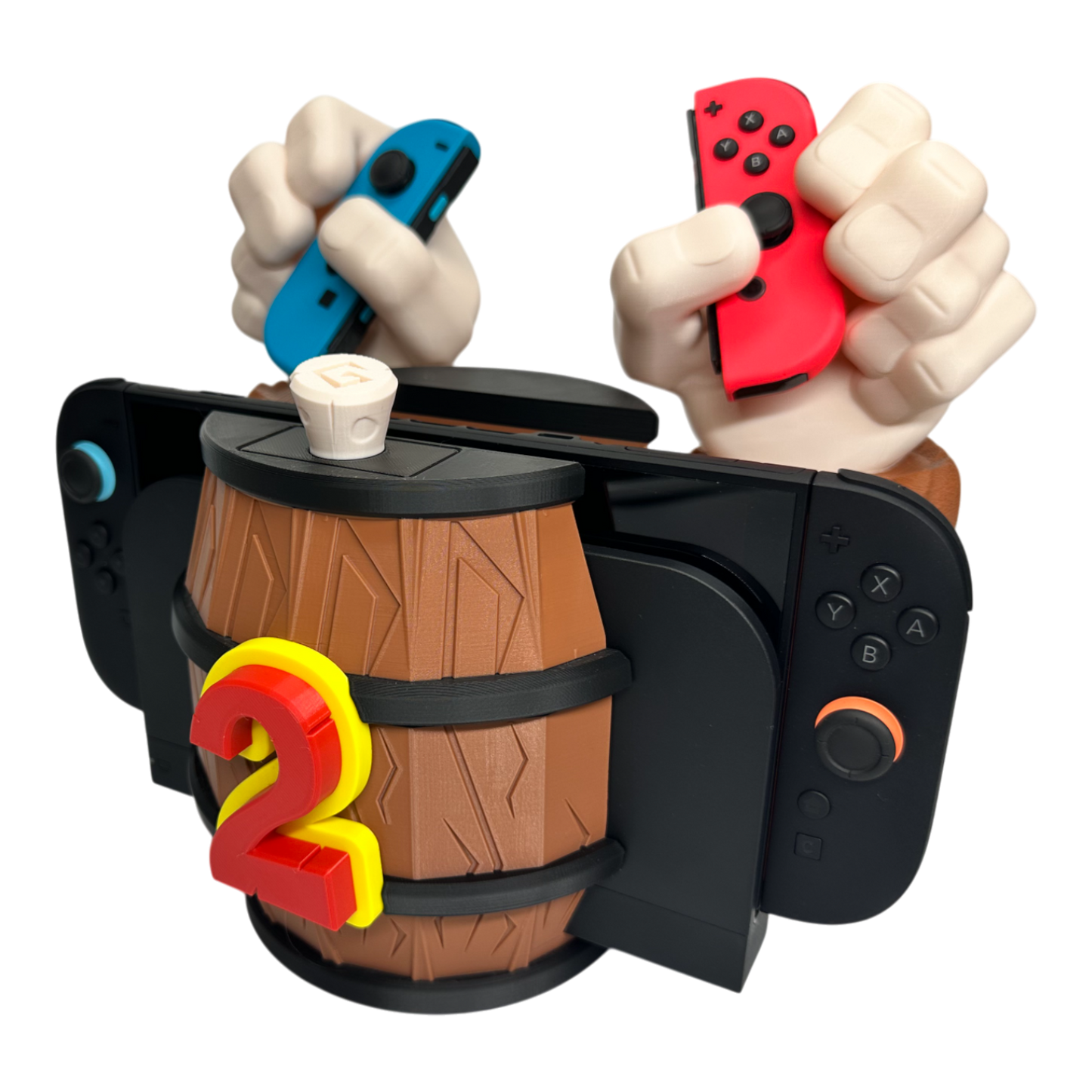 Barrel Grip Stand for Nintendo Switch 1 & Nintendo Switch 2 – Kong Game Holder with Cartridge Storage – Console Display Stand for Switch Accessories