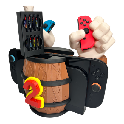 Barrel Grip Stand for Nintendo Switch 1 & Nintendo Switch 2 – Kong Game Holder with Cartridge Storage – Console Display Stand for Switch Accessories