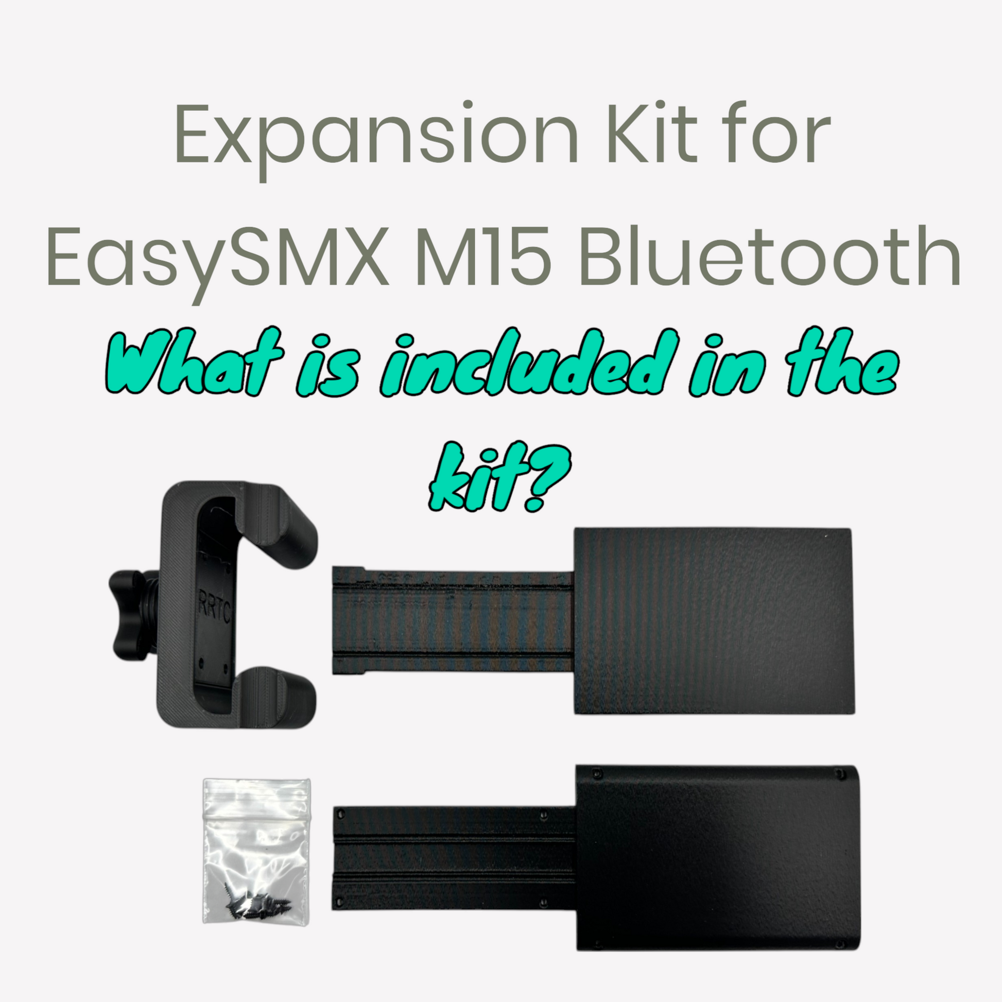 EasySMX M15 Bluetooth handheld controller with expansion kit already installed, showing full extension range from 4 to 13.4 inches for tablets in landscape mode.