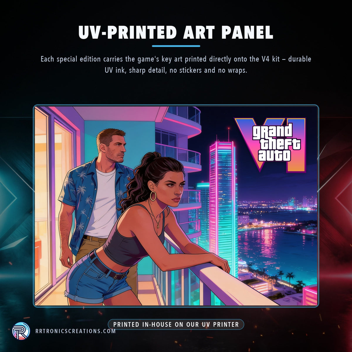 Grand Theft Auto VI Edition — UV-printed art panel, printed in-house