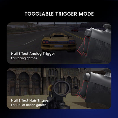 Gamesir G8 Plus togglable Hall Effect trigger modes for racing and FPS games