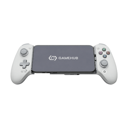 White Gamesir G8 Plus MFI controller with PlayStation-style face buttons, front view