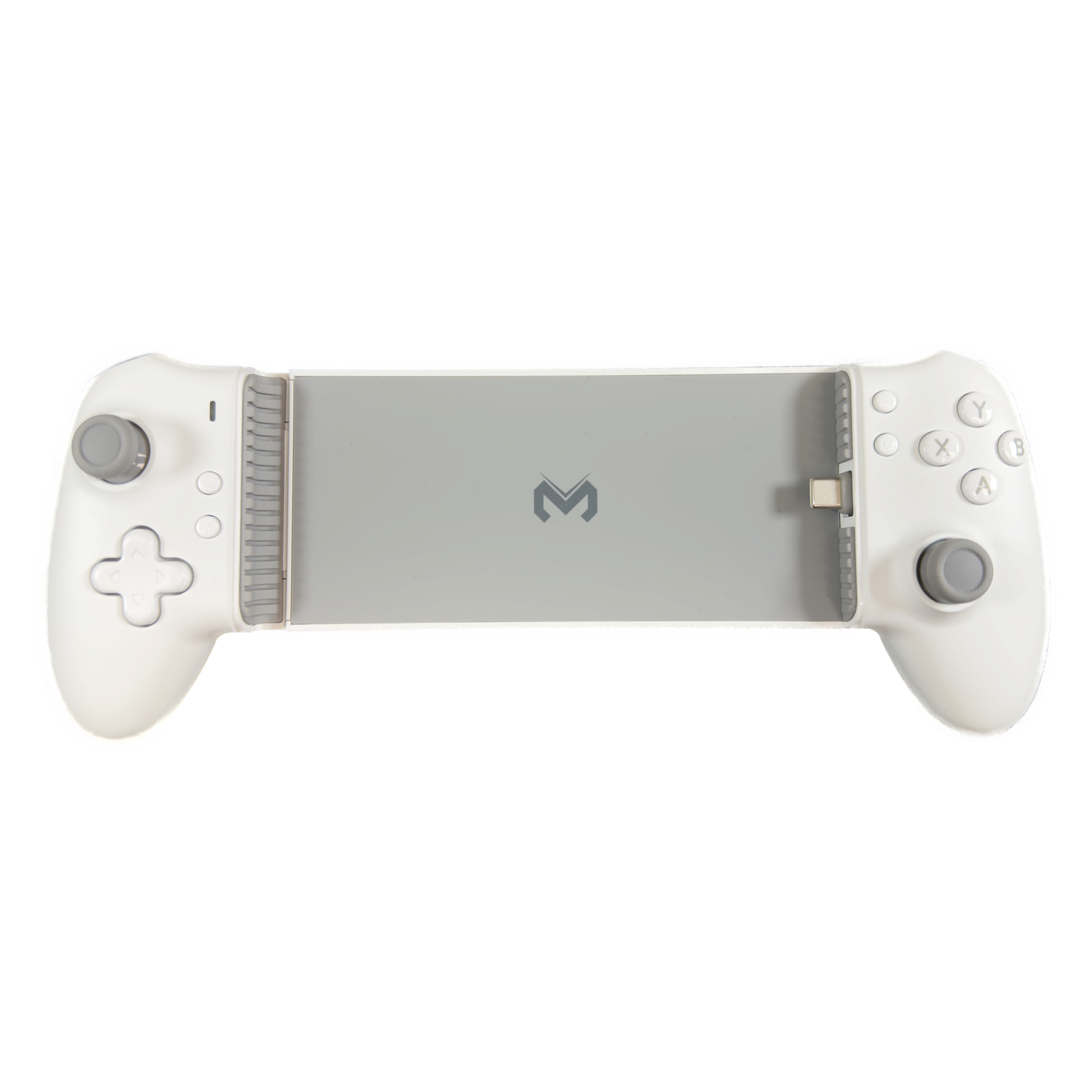 Memo S3 original tablet controller, top view, stretch handle extended — transparent background