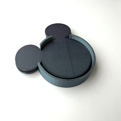 Mickey Mouse Coaster Set of 6 with Holder – 3D Printed