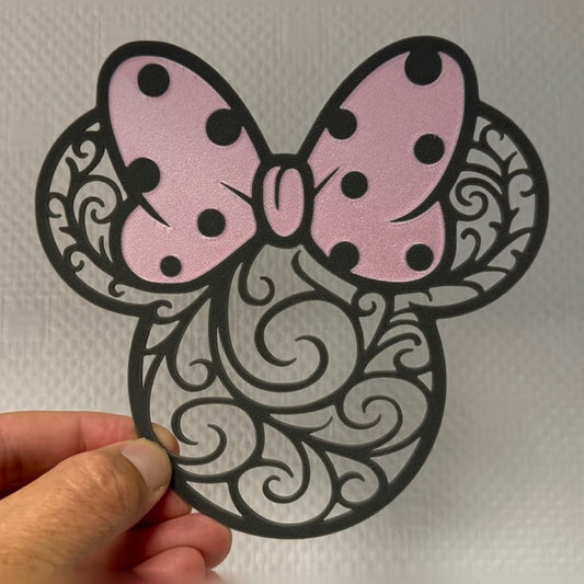 Minnie Mouse Silhouette Wall Art – 3D Printed Two-Tone Decor