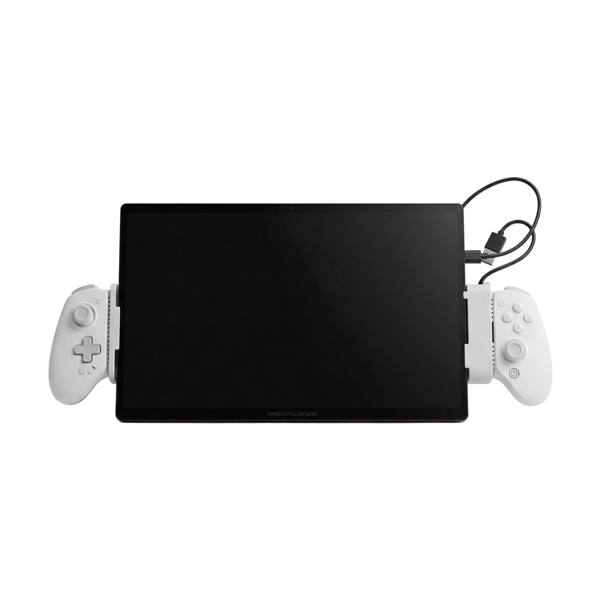 OneXPlayer Super X with holders and Gamesir G8 Plus MFi controller