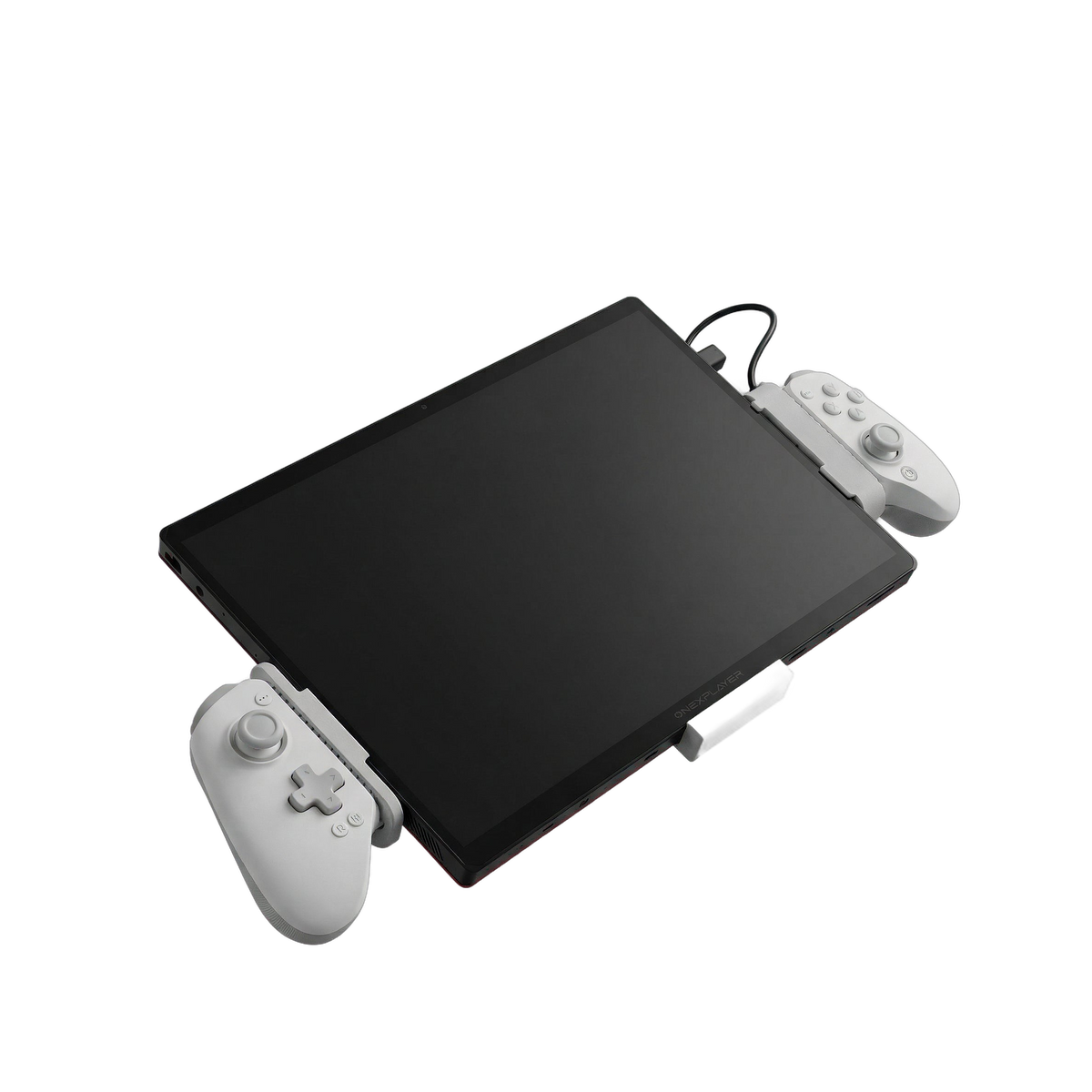 OneXPlayer Super X/V holders with modded controller, angled view