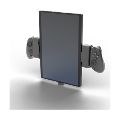 ASUS ROG Flow Z13 (2025) mounted in portrait on the modded GameSir G8 Plus with the portrait holders – front three-quarter view.