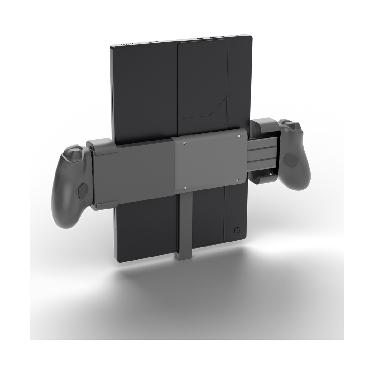 Back view: portrait holders on the extended G8 Plus expansion kit holding the ROG Flow Z13.