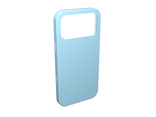 Custom iPhone case, Full Camera Cutout style, in Frozen light blue; unprinted reference render