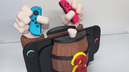 Barrel Grip Stand for Nintendo Switch 1 & Nintendo Switch 2 – Kong Game Holder with Cartridge Storage – Console Display Stand for Switch Accessories