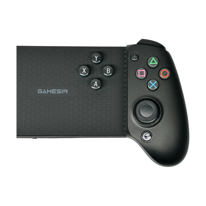 PlayStation button set installed on Gamesir G8 Plus, right module close-up