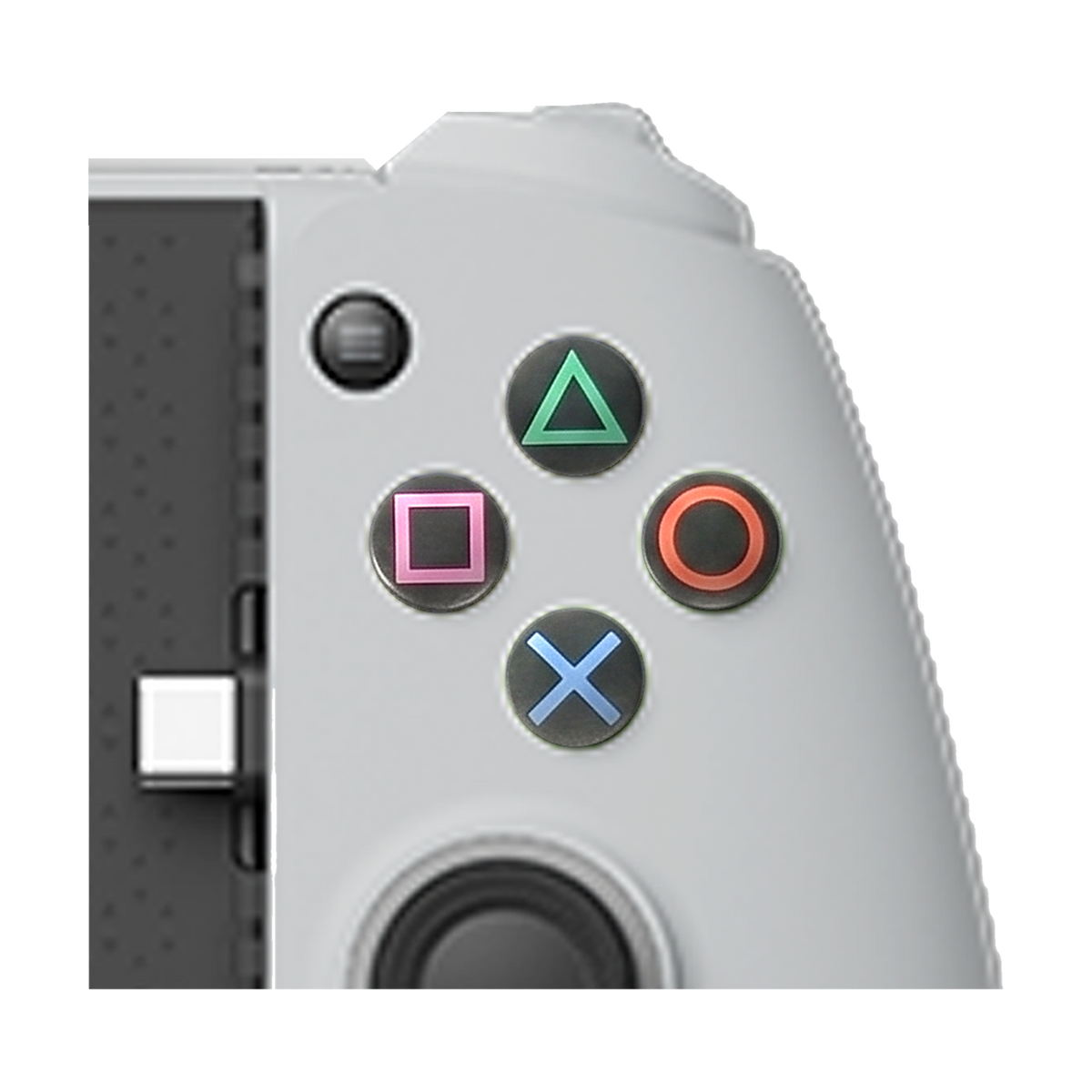 Close-up of the PlayStation-style buttons on Gamesir G8 Galileo