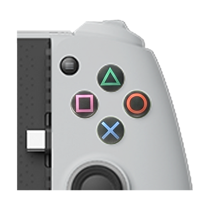 Close-up of the PlayStation-style buttons on Gamesir G8 Galileo