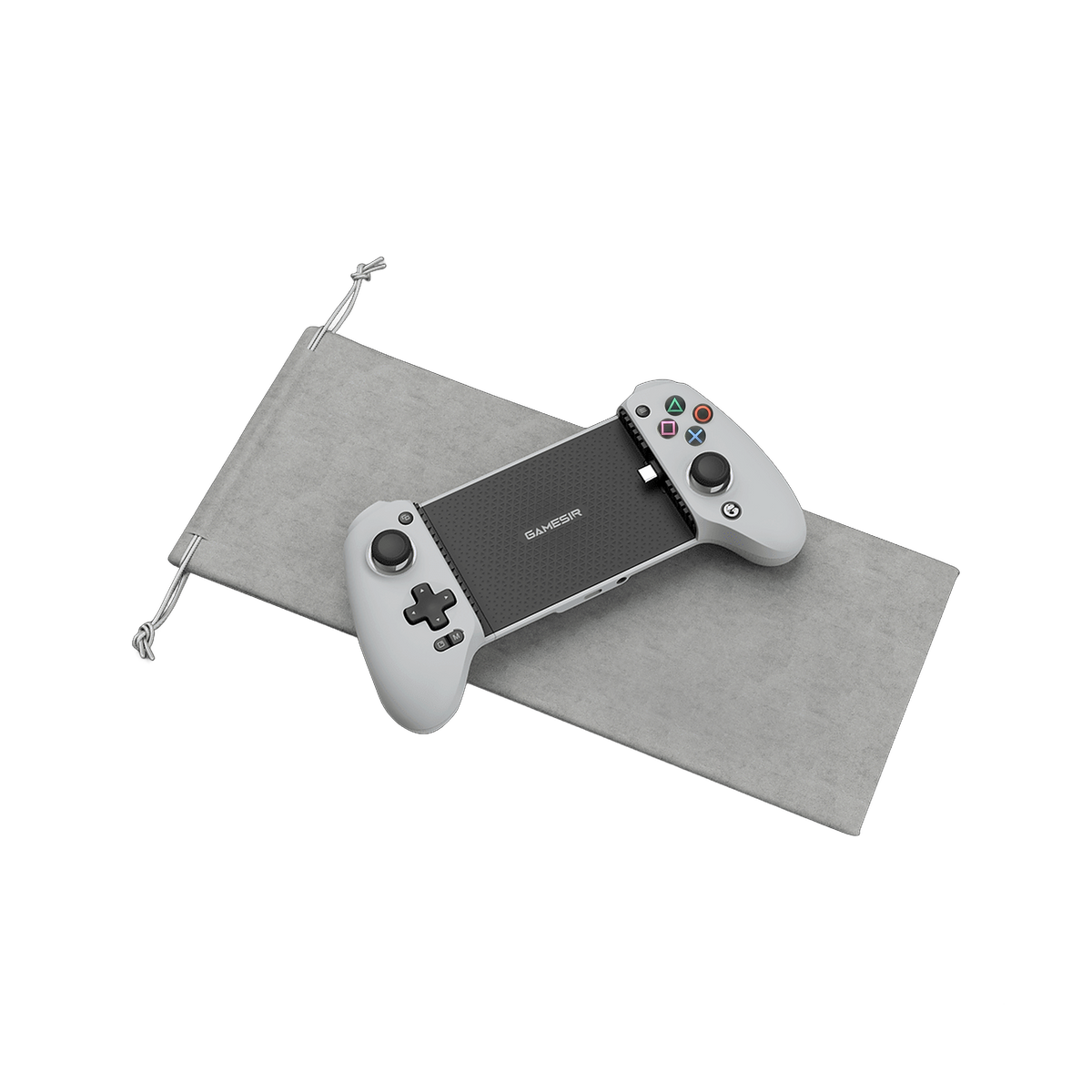 Gamesir G8 Galileo with PlayStation-style buttons and carry pouch