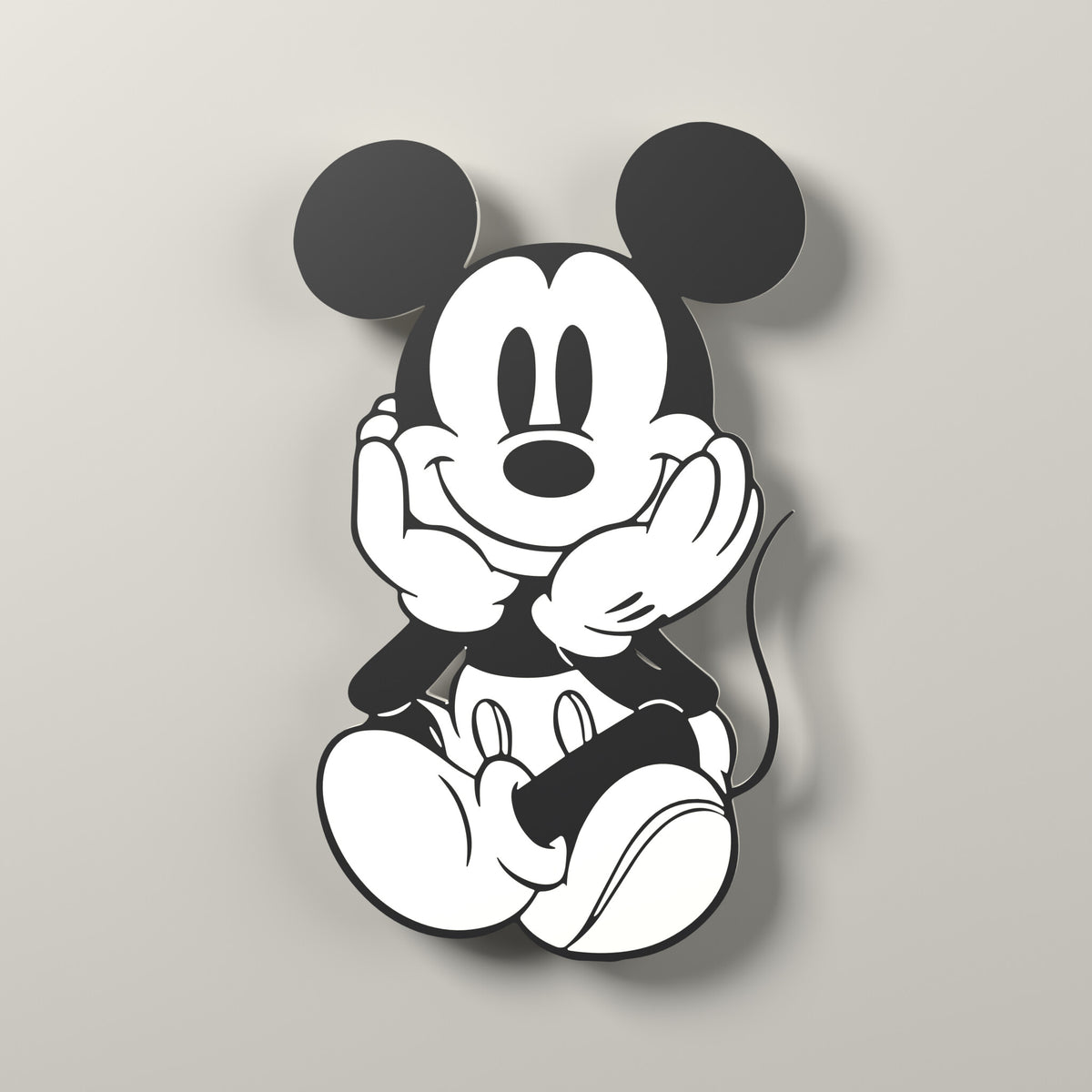 Retro Steamboat Mickey Display – 3D Printed Shelf Decor – 3D render, front view