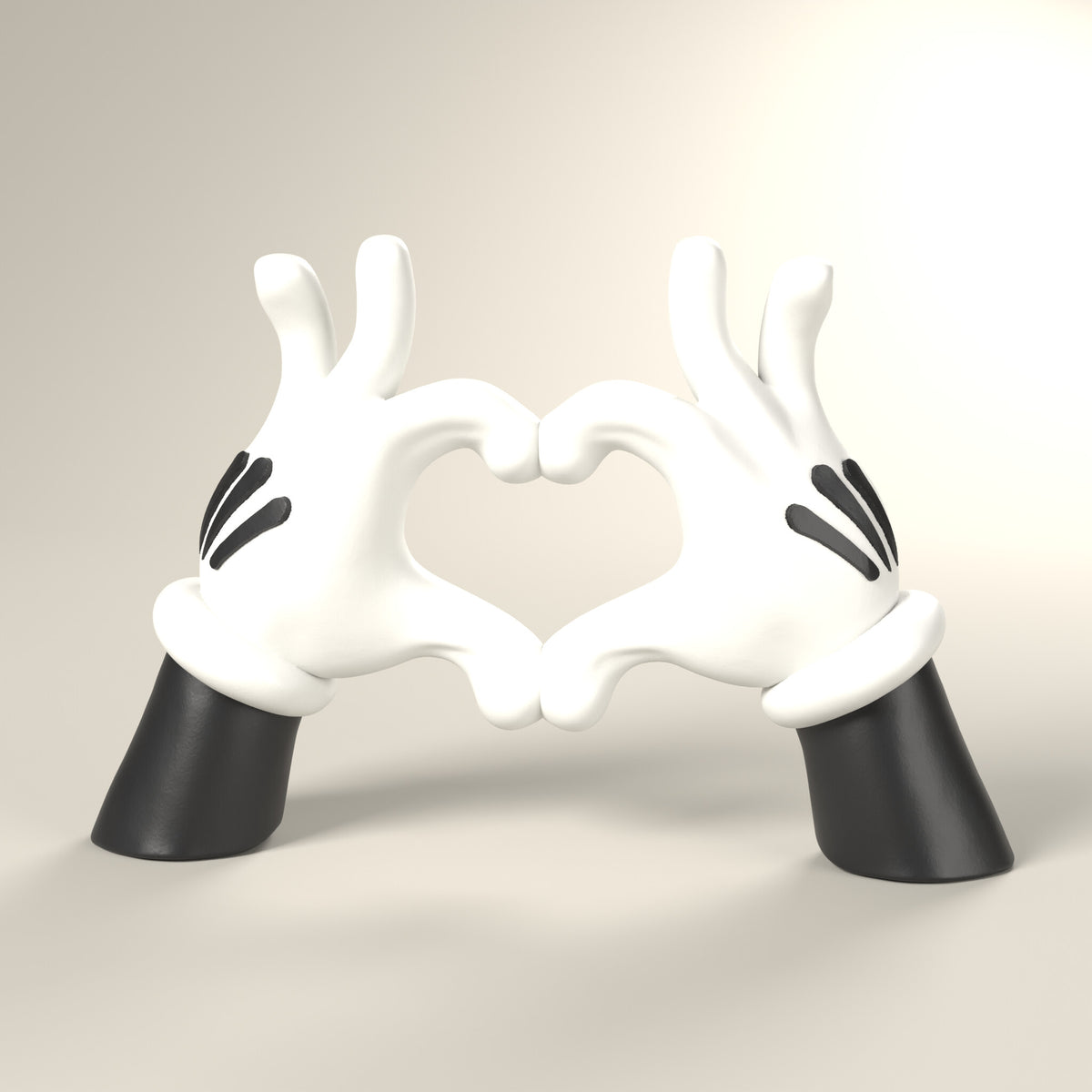 Mickey Mouse Hands Heart – 3D Printed Valentine's Decor – 3D render, front view